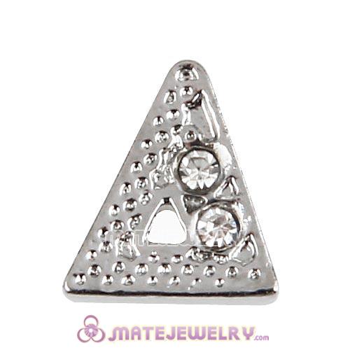 Platinum Plated Alloy Greek Letter Delta with Crystal Floating Locket Charms