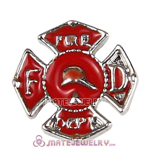 Platinum Plated Alloy Enamel Fire department Floating Locket Charms