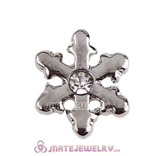 Platinum Plated Alloy Snowflake with Crystal Floating Locket Charms