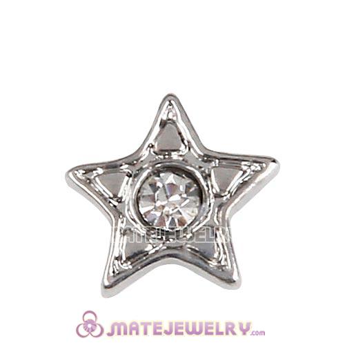 Platinum Plated Alloy Star with Crystal Floating Locket Charms