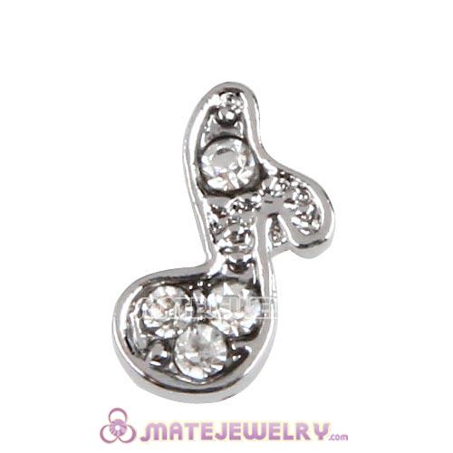 Platinum Plated Alloy Music note with Crystal Floating Locket Charms