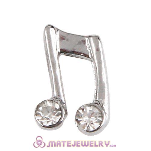 Platinum Plated Alloy Music notes with Crystal Floating Locket Charms