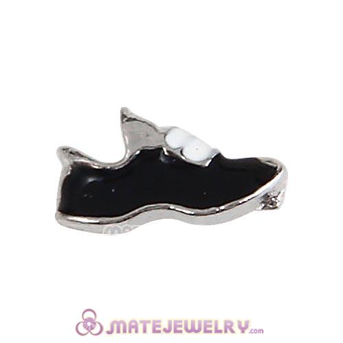 Platinum Plated Alloy Enamel Running shoe in black Floating Locket Charms