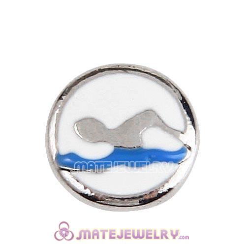 Platinum Plated Alloy Enamel Swimming Floating Locket Charms