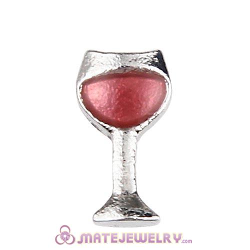 Platinum Plated Alloy Enamel Wine glass Floating Locket Charms