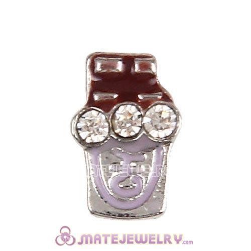 Platinum Plated Alloy Enamel Chocolate bar with Crystal Floating Locket Charms