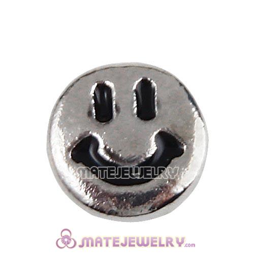 Platinum Plated Alloy Enamel Happy face Floating Locket Charms