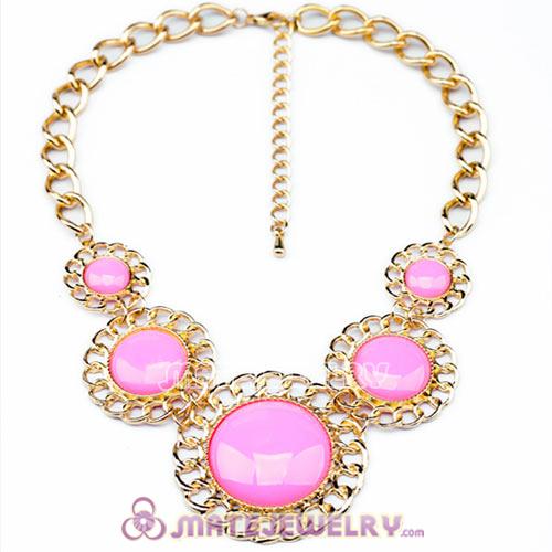 2014 Fashion Lollies Pink Resin Round Necklaces Wholesale