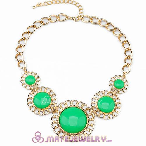 2014 Fashion Lollies Green Resin Round Necklaces Wholesale
