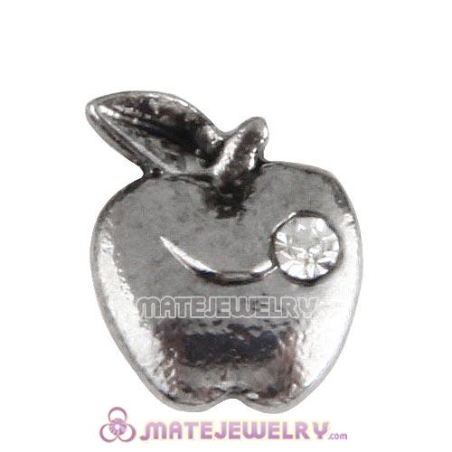 Platinum Plated Alloy Enamel Apple with Crystal Floating Locket Charms