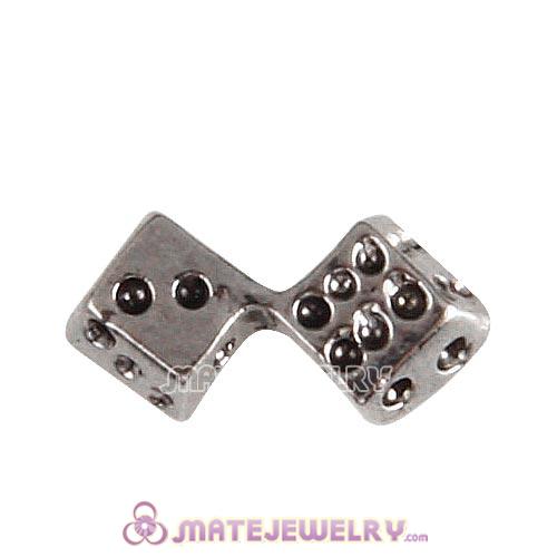 Platinum Plated Alloy Dice Floating Locket Charms