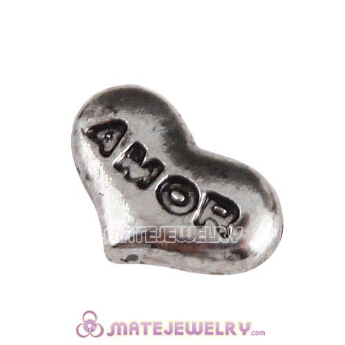 Platinum Plated Alloy Amor heart Floating Locket Charms