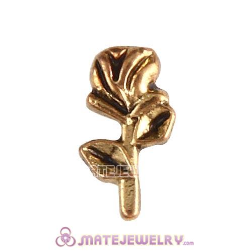 Gold Plated Alloy Rose Floating Locket Charms
