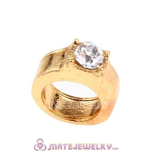Gold Plated Alloy Wedding ring with Crystal Floating Locket Charms