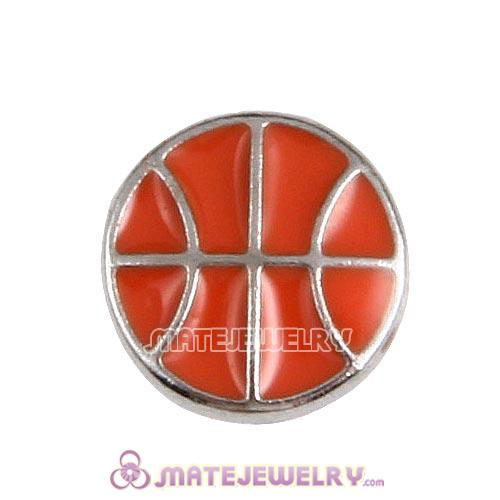 Platinum Plated Alloy Enamel Basketball Floating Locket Charms