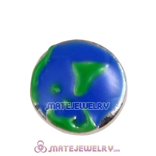 Platinum Plated Alloy Enamel Earth Floating Locket Charms