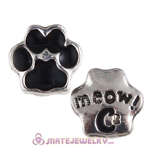 Platinum Plated Alloy Enamel Cat paw Floating Locket Charms