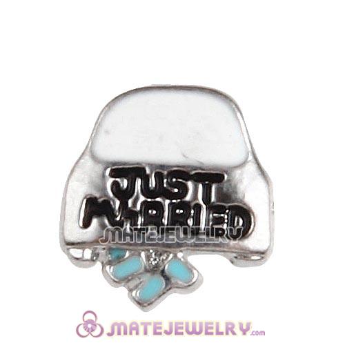 Platinum Plated Alloy Enamel Just married Floating Locket Charms