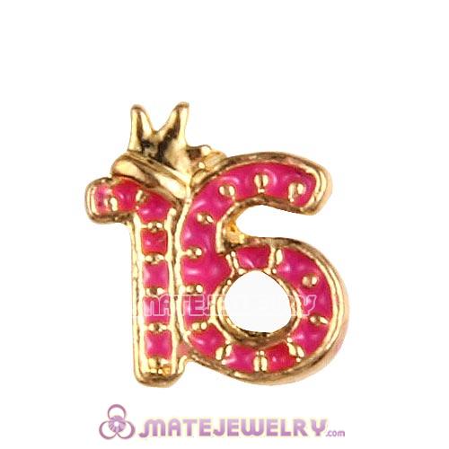 Gold Plated Alloy Enamel Sweet 16 Floating Locket Charms
