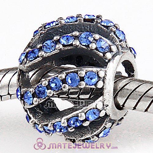 Sterling Silver Winter Wisp Beads with Sapphire Austrian Crystal European Style