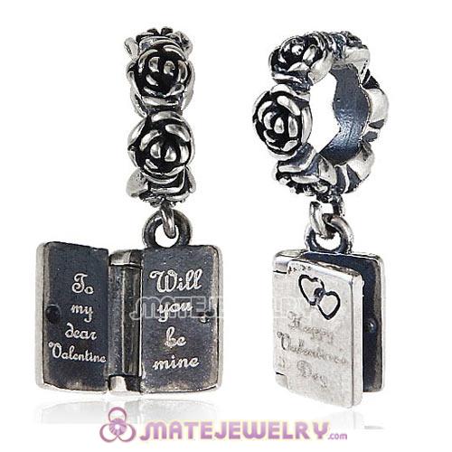 European Style Sterling Silver Flower Beads Dangle Love Note Charm