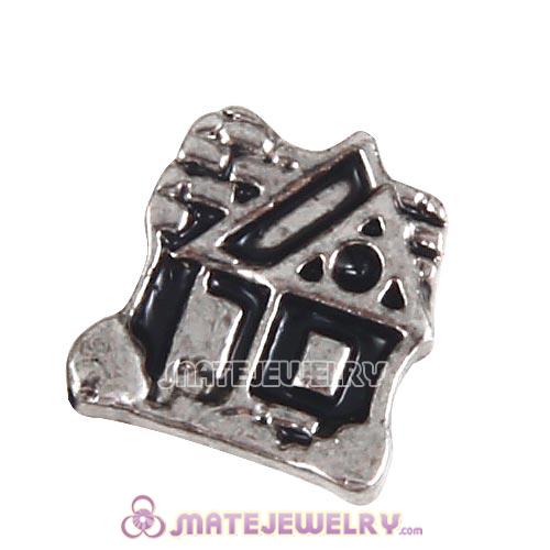 Platinum Plated Alloy Vintage House Floating Locket Charms