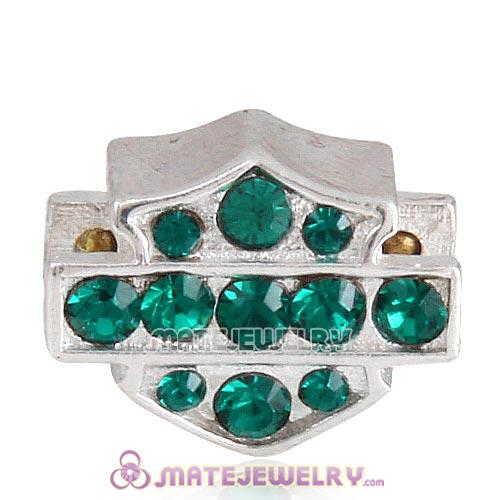 Sterling Silver HD Ride Bead with Emerald Austrian Crystal