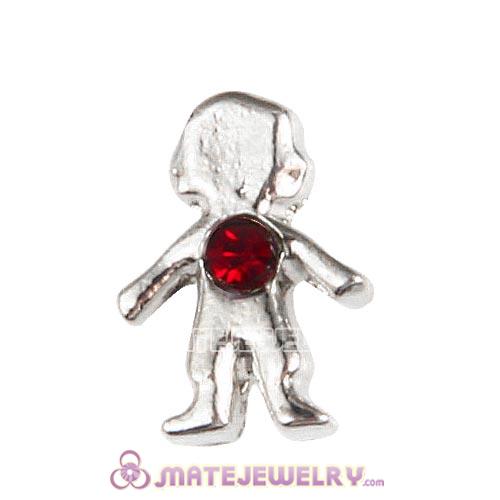 Platinum Plated Alloy Boy with Siam Crystal Floating Charms