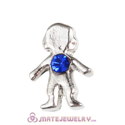 Platinum Plated Alloy Boy with Sapphire Crystal Floating Charms