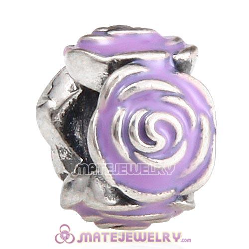 Sterling Silver Rose Garden with Purple Enamel Charm Beads