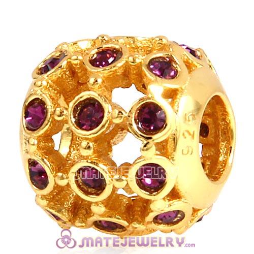 Gold Plated Sterling Silver In the Spotlight Bead with Amethyst Austrian Crystal