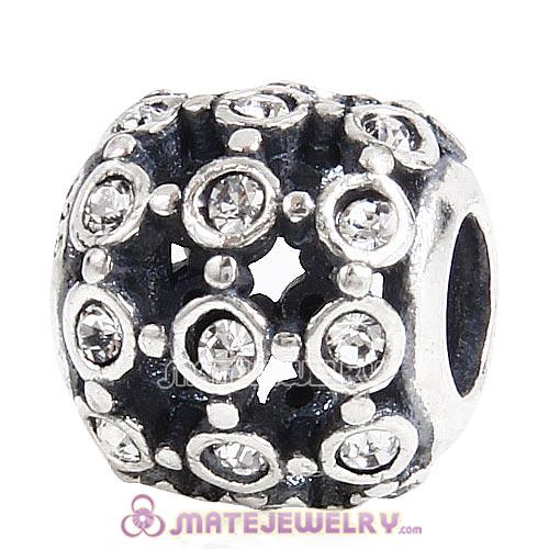 Antique Sterling Silver In the Spotlight Bead with Clear Austrian Crystal