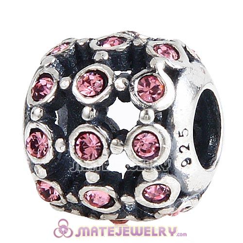 Antique Sterling Silver In the Spotlight Bead with Light Rose Austrian Crystal