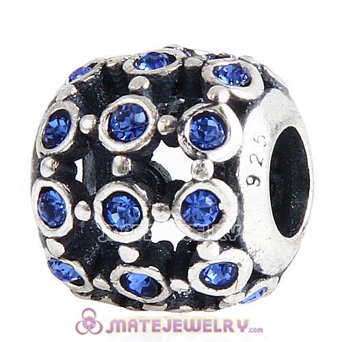Antique Sterling Silver In the Spotlight Bead with Sapphire Austrian Crystal