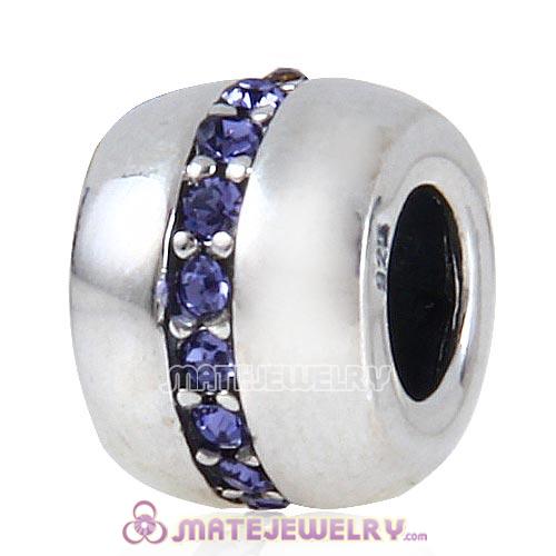 Sterling Silver Cosmo Charm Beads with Tanzanite Austrian Crystal
