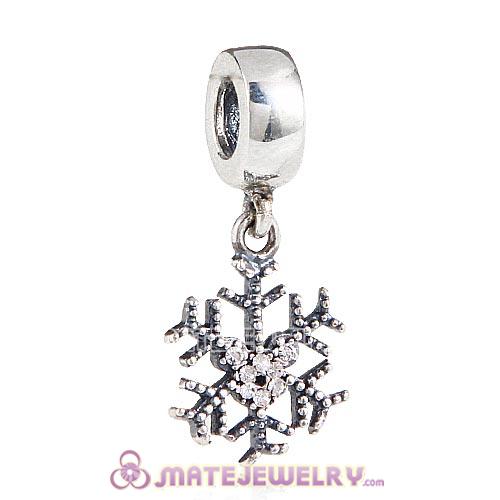 Sterling Dangle Snowflake with Mickey's Sparkling Clear Crystal Charm Beads
