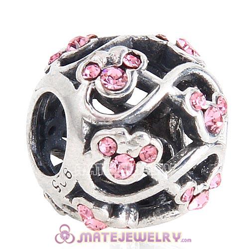 2015 Sterling Silver Minnie and Mickey Infinity Charm with Light Rose Austrian Crystal