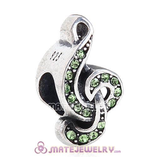 Sterling Silver Sweet Music Beads with Peridot Austrian Crystal