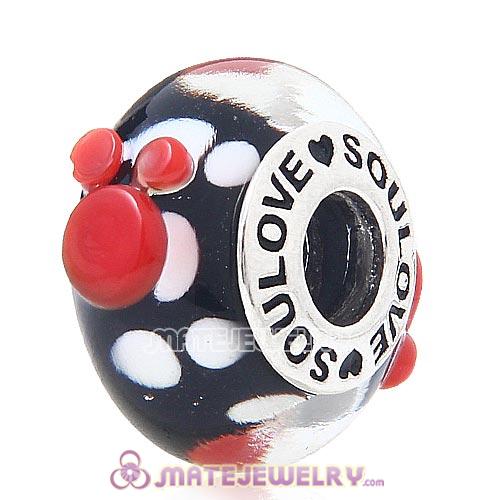 High Grade SOULOVE Mickey Glass Beads 925 Silver Core with Screw Thread