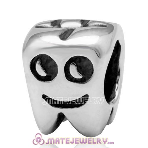 Authentic 925 Sterling Silver Smiling Tooth Vintage Charm Beads Fits European Bracelet