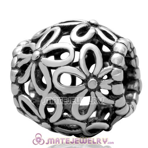 Antique 925 Sterling Silver European Flowers Charm Beads Wholesale
