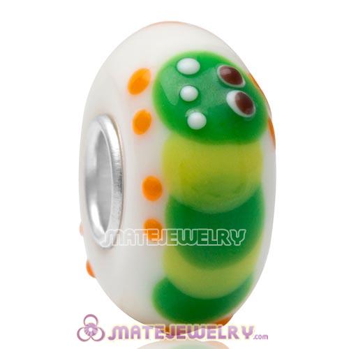 High-class Handmade New European Insect Caterpillar Painted Glass Beads In 925 Silver Core  