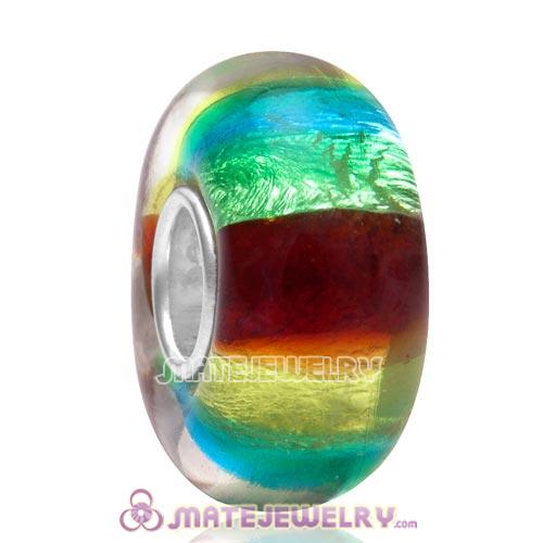 Top Class Gradient Style European Handmade Colorful Glass Bead with 925 Silver Core