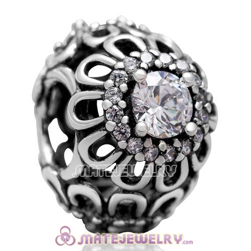 Fashion Sparkling Gemstone Jewelry Authentic Sterling Silver Floral Brilliance Bead