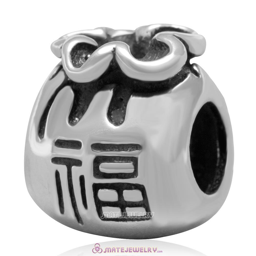 Wholesale Antique Sterling Silver Fortune Chinese Money Bag Charm Bead