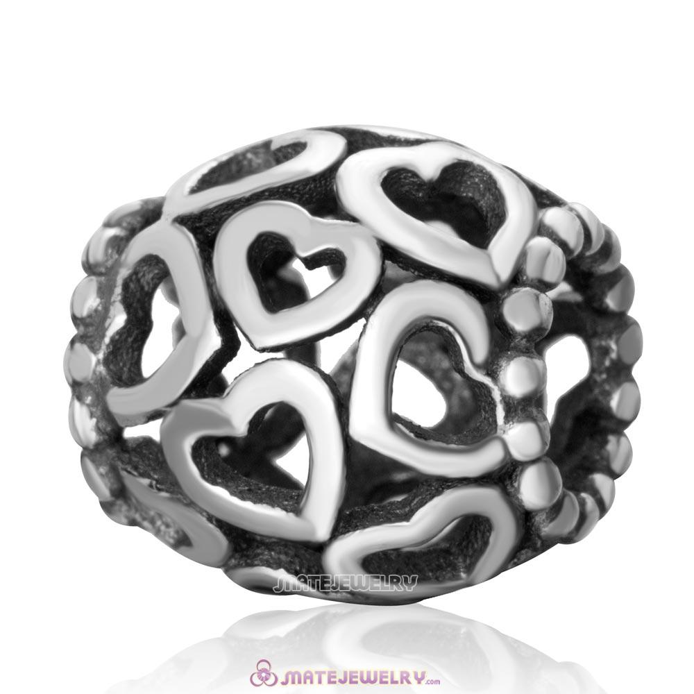 Open Your Heart Antique Solid Sterling Silver Bead
