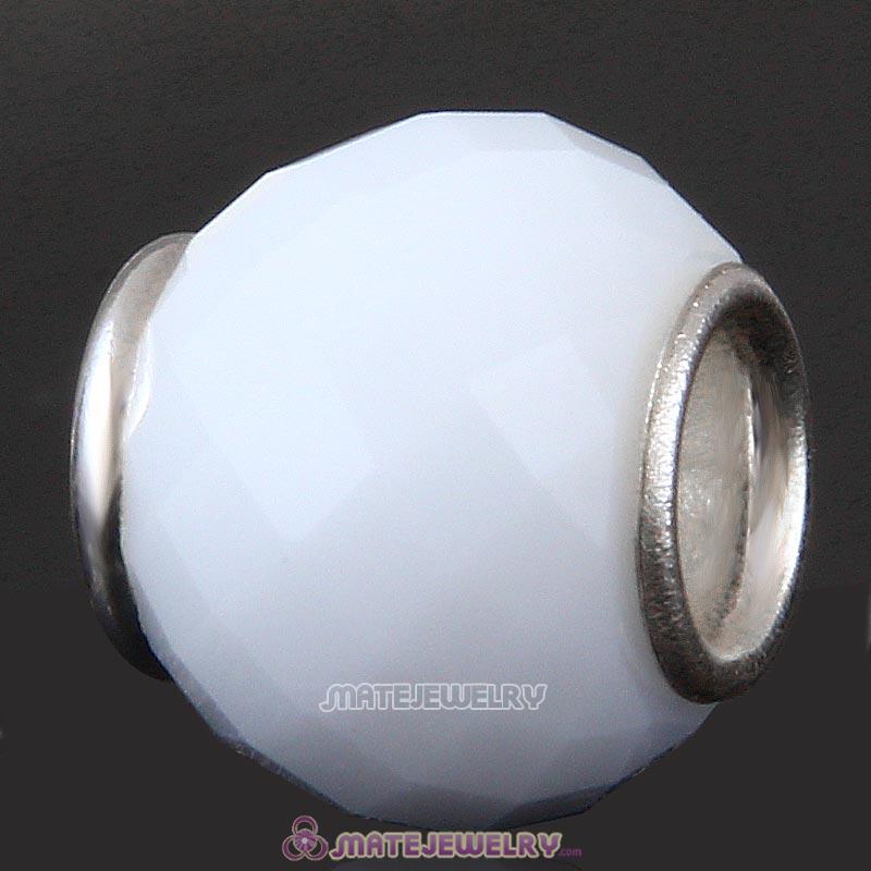 Petite Facets with White Quartz Glass Beads with Sterling Silver Single Core European Style