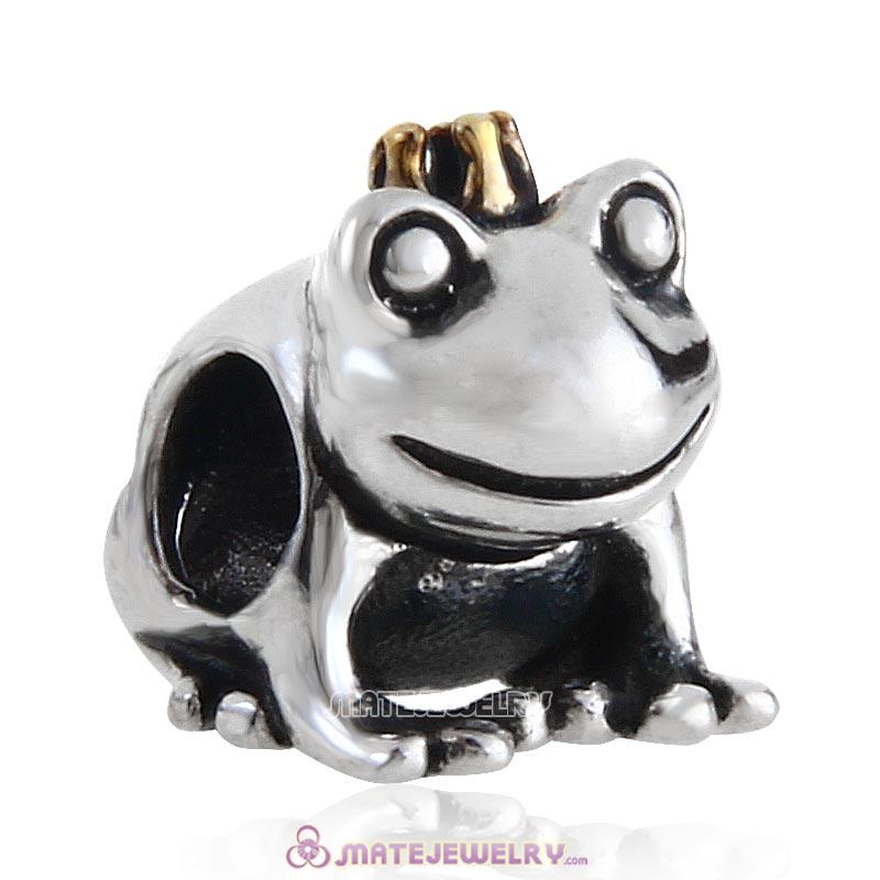 Frog Prince Charm Antique Sterling Silver Gold Plated Bead 
