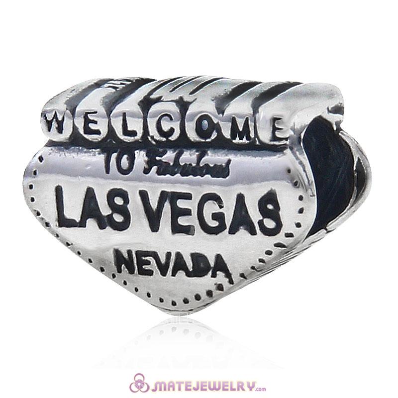 Welcome to Las Vegas Nevada Bead Travel Charm 925 Sterling Silver 