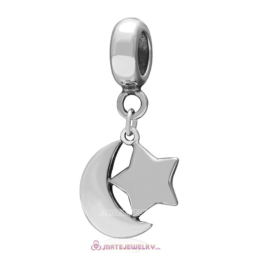 Islamic Crescent Symbol Moon Star Charm 925 Sterling Silver Pendant 